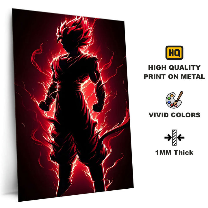 Metal Poster - Anime Goku Red