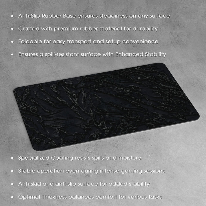 Anti-Slip Desk Mat Gaming Mouse Pad - Textured Black Contour Map