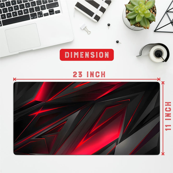 Anti-Slip Desk Mat Gaming Mouse Pad - Red Black Abstract Design