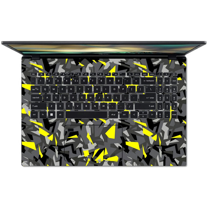 Acer Laptop Skin - Yellow Sparkle on Black Grey