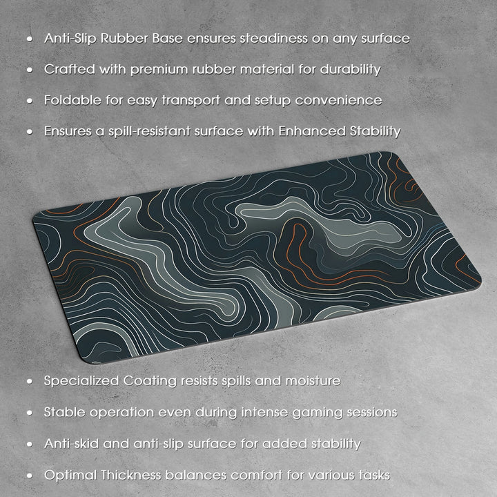 Anti-Slip Desk Mat Gaming Mouse Pad - Geometric Gray Topography