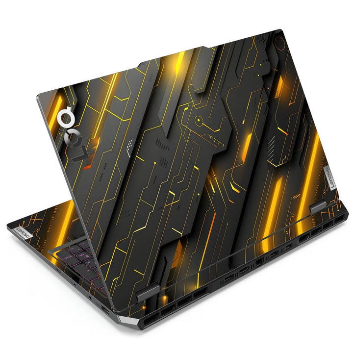 Lenovo LOQ Laptop Skin - Orange and Yellow Metallic Abstract