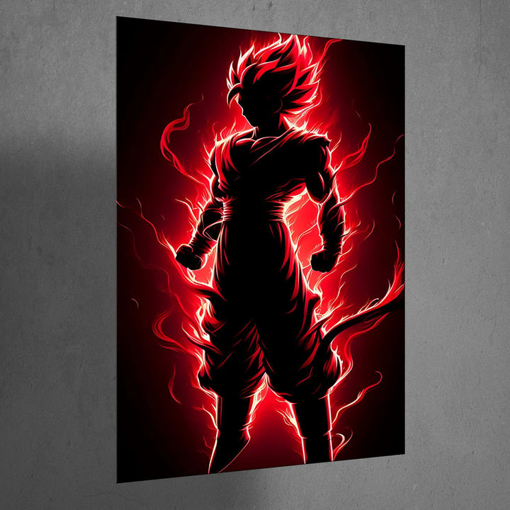 Metal Poster - Anime Goku Red