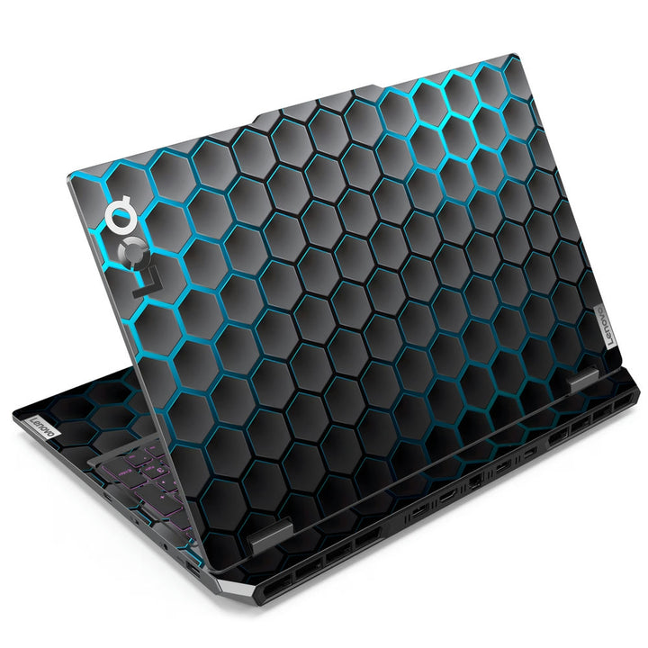 Lenovo LOQ Laptop Skin - Neon Blue Black Honeycomb