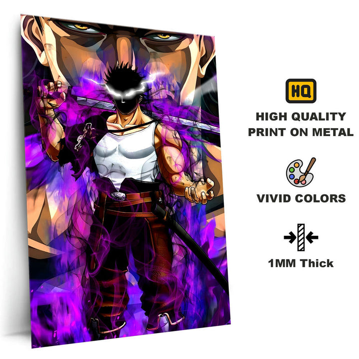 Metal Poster - Anime Purple Fighter