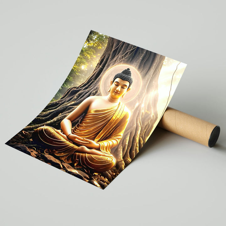 Self Adhesive Textured Vinyl Poster Bodhi Tree Meditation