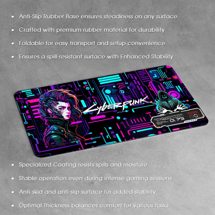 Anti-Slip Desk Mat Gaming Mouse Pad - Cyberpunk Neon Hacker