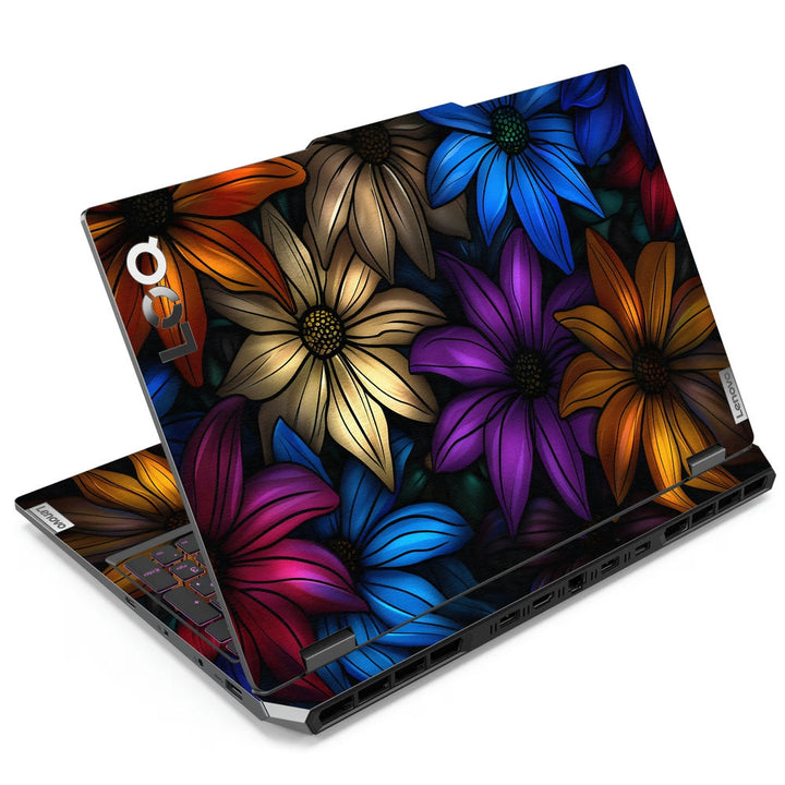 Lenovo LOQ Laptop Skin - Bright Floral Pattern on Dark Background