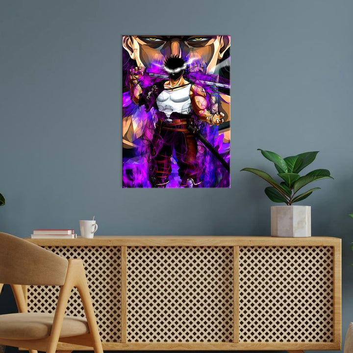 Metal Poster - Anime Purple Fighter