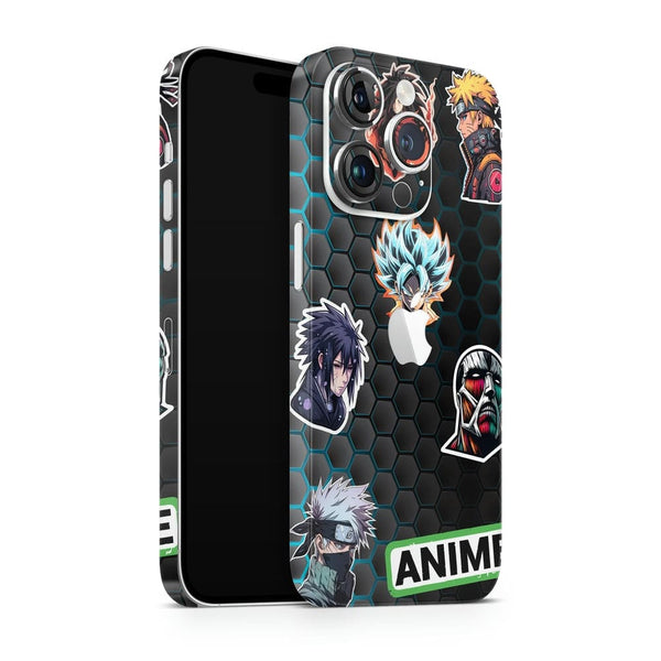 Apple iPhone Skin Wrap - Anime Sticker on Black Honeycomb