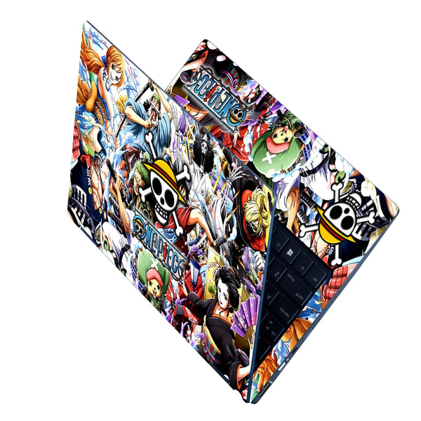 Laptop Skin - Anime Collage One Piece Logo in Center