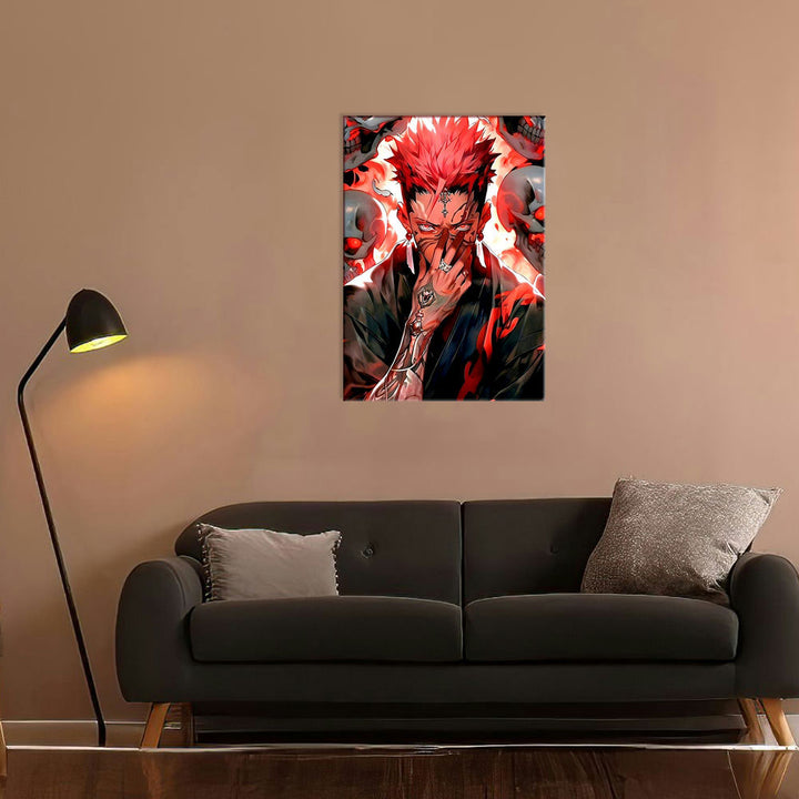 Metal Poster - Anime Red Hair Warrior