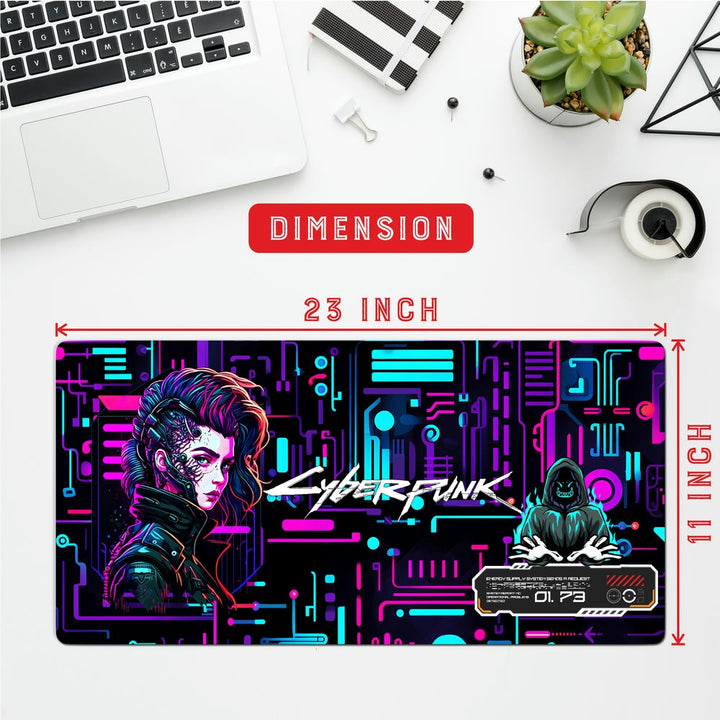 Anti-Slip Desk Mat Gaming Mouse Pad - Cyberpunk Neon Hacker