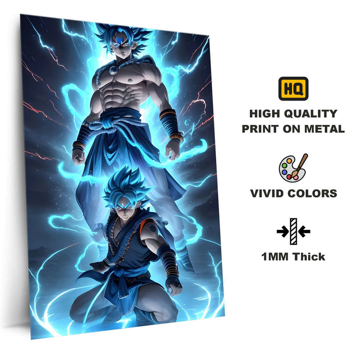 Metal Poster - Anime Goku Blue