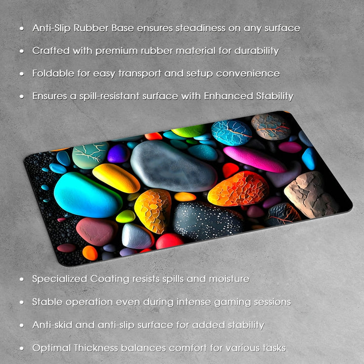 Anti-Slip Desk Mat Gaming Mouse Pad - Colorful Pebbles CP30