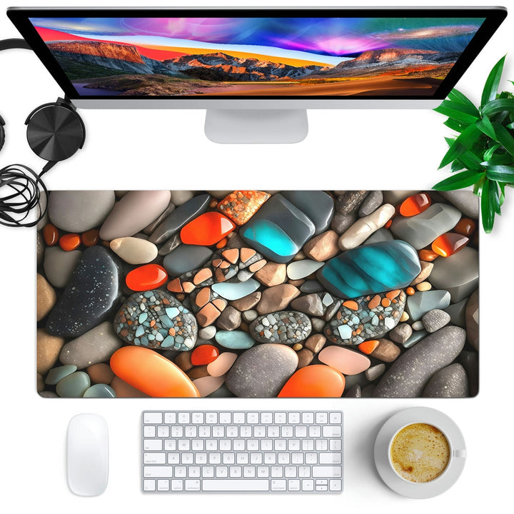 Anti-Slip Desk Mat Gaming Mouse Pad - Colorful Pebbles CP23