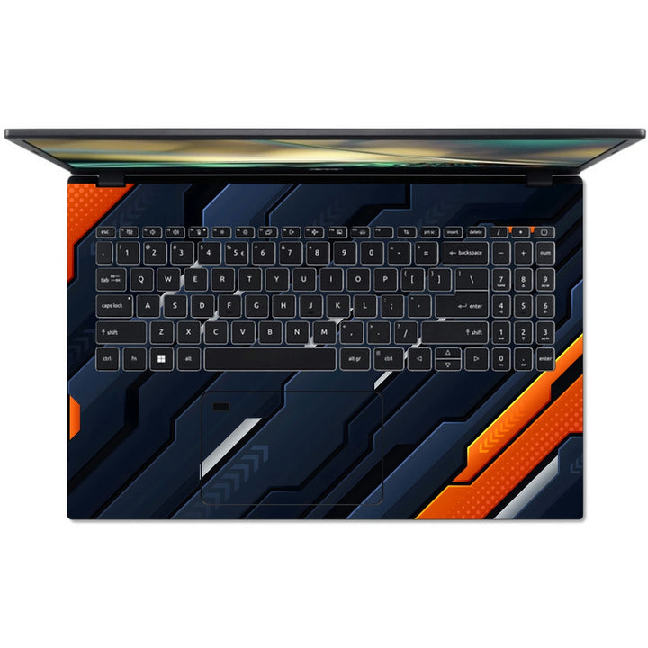 Acer Laptop Skin - Bold Orange and Navy Striped Abstract