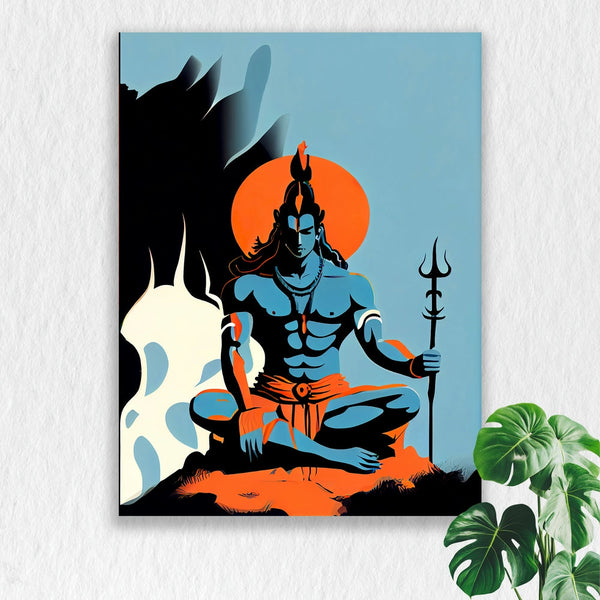 Self Adhesive Textured Vinyl Poster Minimalist Shiva with Trident