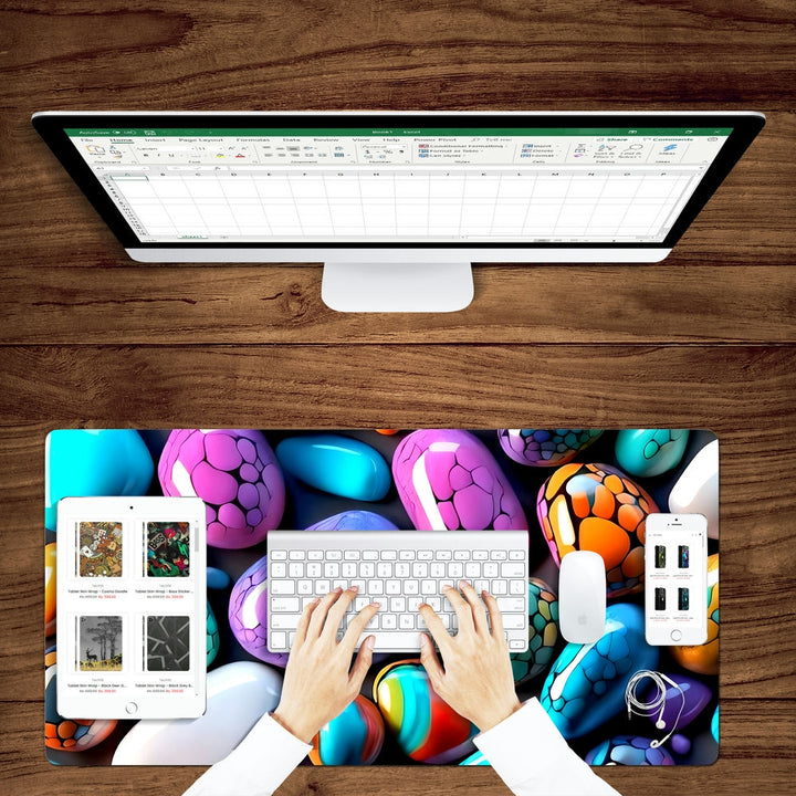 Anti-Slip Desk Mat Gaming Mouse Pad - Colorful Pebbles CP29