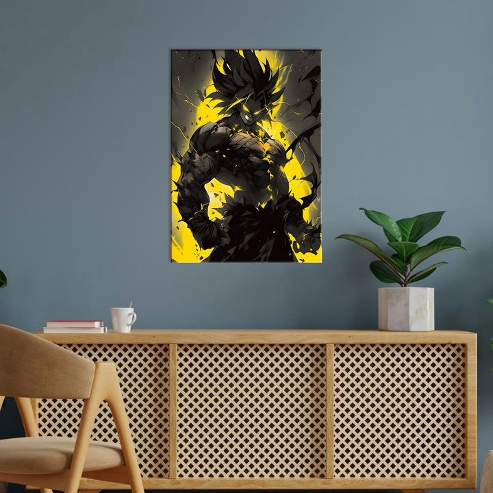 Metal Poster - Anime Goku Yellow