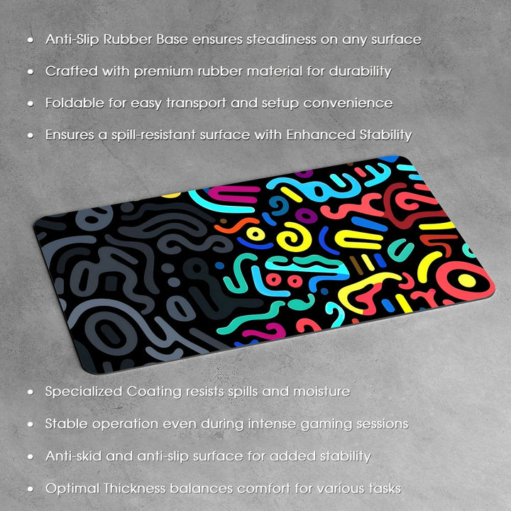 Anti-Slip Desk Mat Gaming Mouse Pad - Neon Scribble