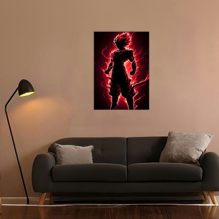 Metal Poster - Anime Goku Red