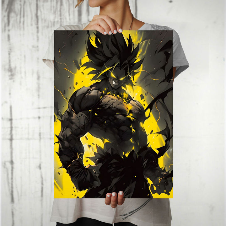 Metal Poster - Anime Goku Yellow