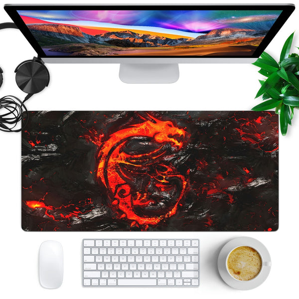 Anti-Slip Desk Mat Gaming Mouse Pad - Fiery Gaming Red Dragon