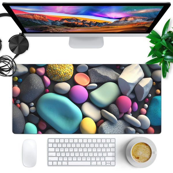 Anti-Slip Desk Mat Gaming Mouse Pad - Colorful Pebbles CP22