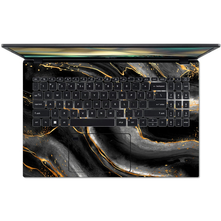 Acer Laptop Skin - Black and Gold Marbled Texture