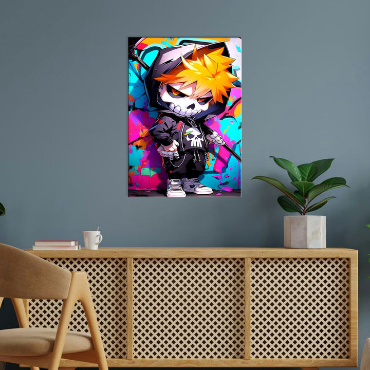 Metal Poster - Anime Chibi Skull