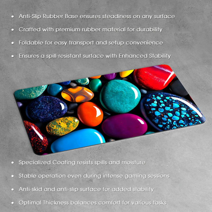 Anti-Slip Desk Mat Gaming Mouse Pad - Colorful Pebbles CP04