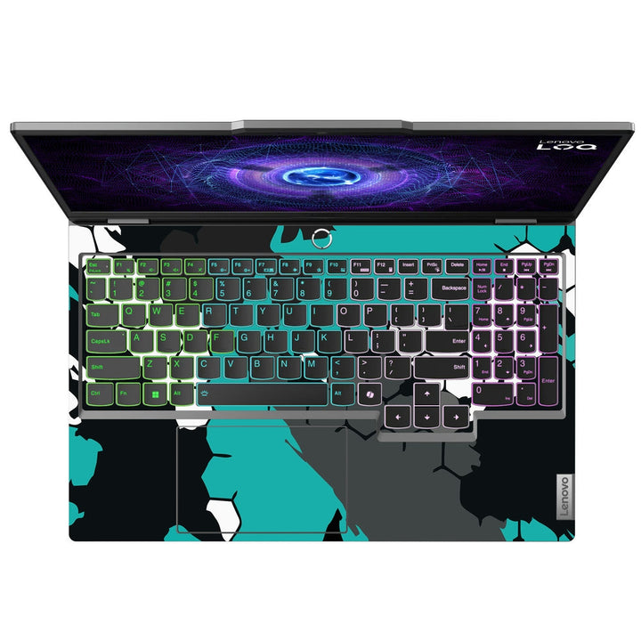 Lenovo LOQ Laptop Skin - Cyan Black Honeycomb Art