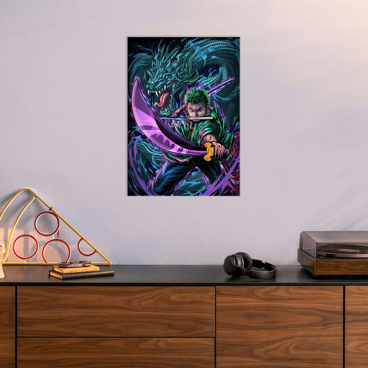 Metal Poster - Anime Roronoa Zoro Dragon twister