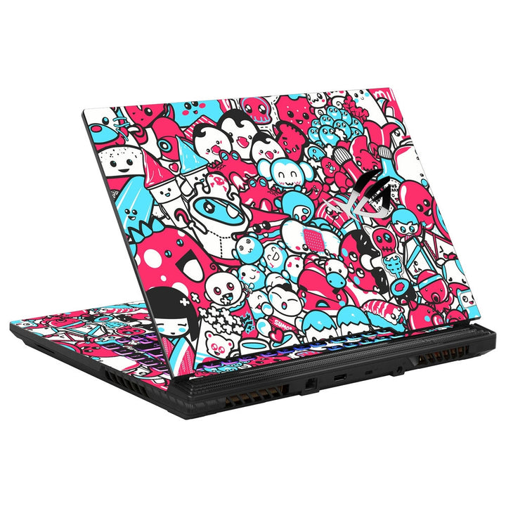 Asus Laptop Skin - Red Blue Faces