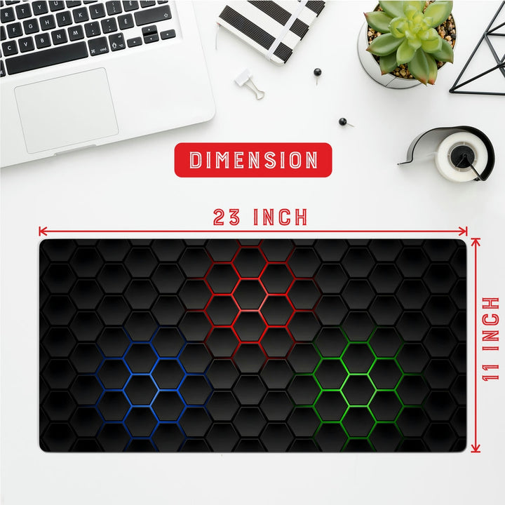 Anti-Slip Desk Mat Gaming Mouse Pad - Hexa Glow