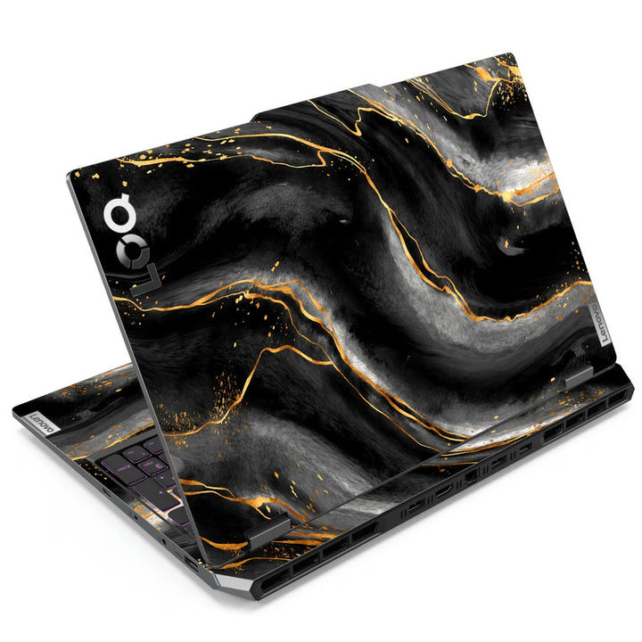 Lenovo LOQ Laptop Skin - Black and Gold Marbled Texture