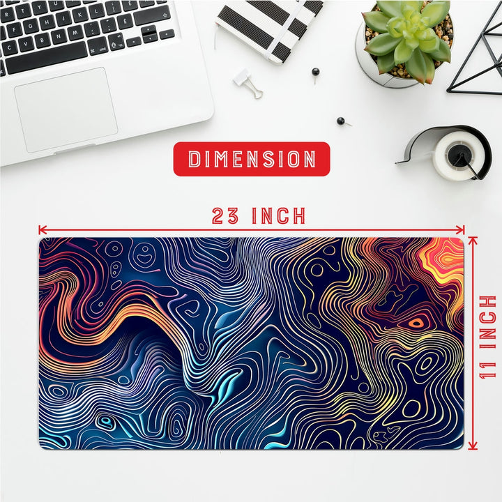 Anti-Slip Desk Mat Gaming Mouse Pad - Abstract Multi-Color Topography