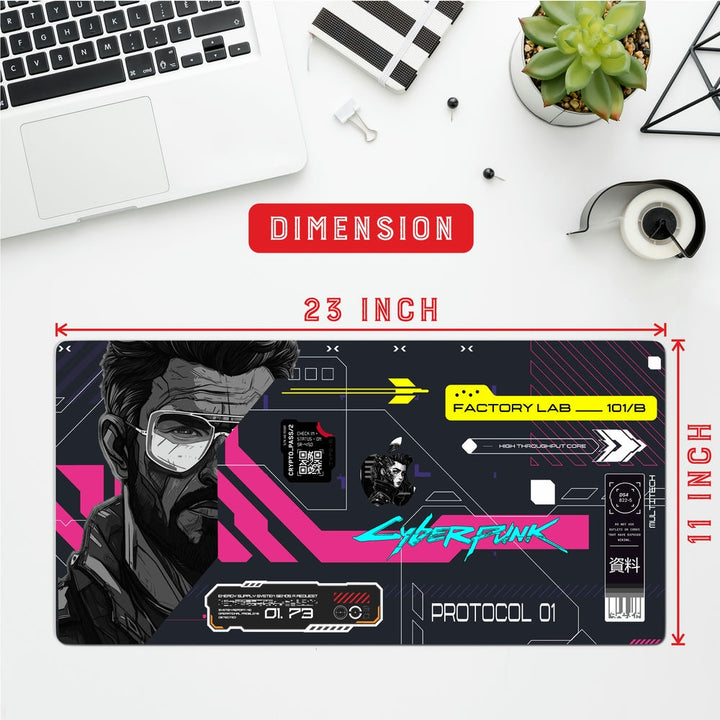 Anti-Slip Desk Mat Gaming Mouse Pad - Cyberpunk Neon Nexus