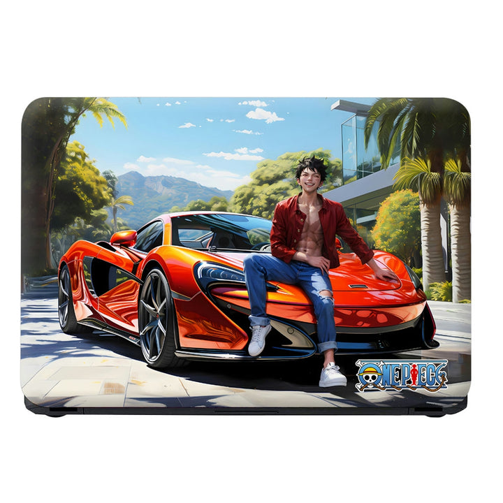 Laptop Skin - One Piece Monkey D. Luffy with Red McLaren