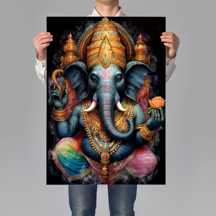 Self Adhesive Textured Vinyl Poster Ganesh Colorful Artwork