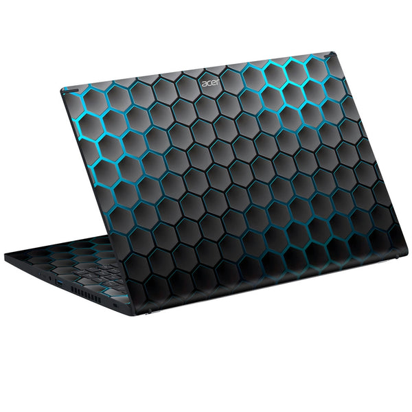 Acer Laptop Skin - Neon Blue Black Honeycomb