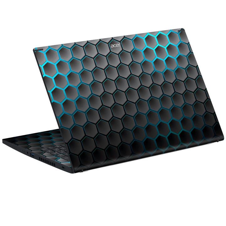 Acer Laptop Skin - Neon Blue Black Honeycomb