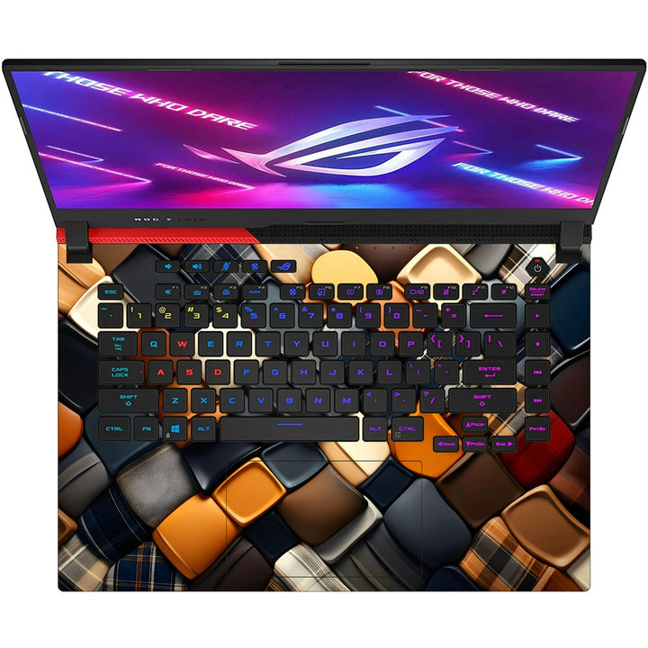 Asus Laptop Skin - Copper and Blue Woven Abstract