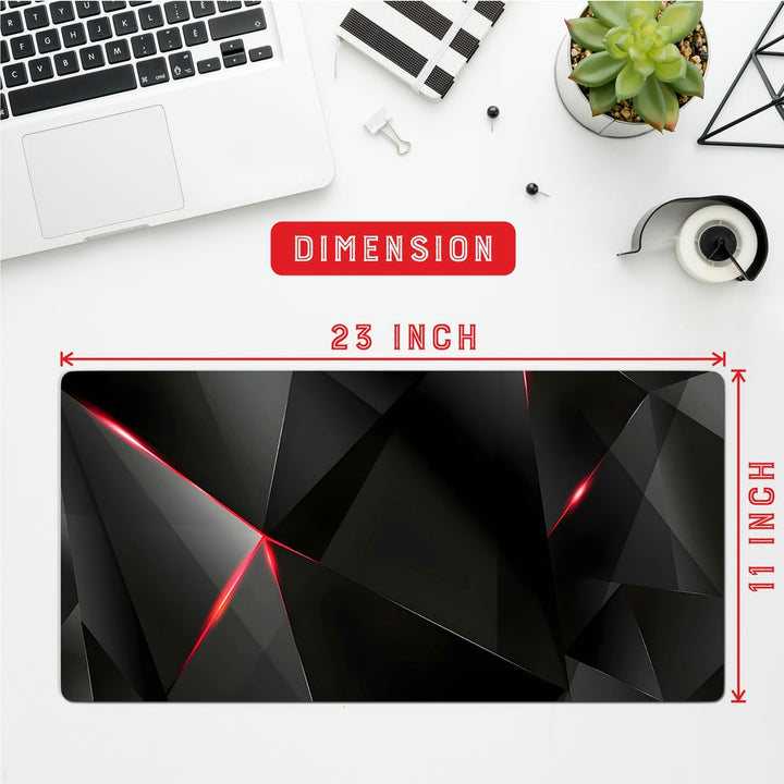 Anti-Slip Desk Mat Gaming Mouse Pad - Geometric Red Black Design