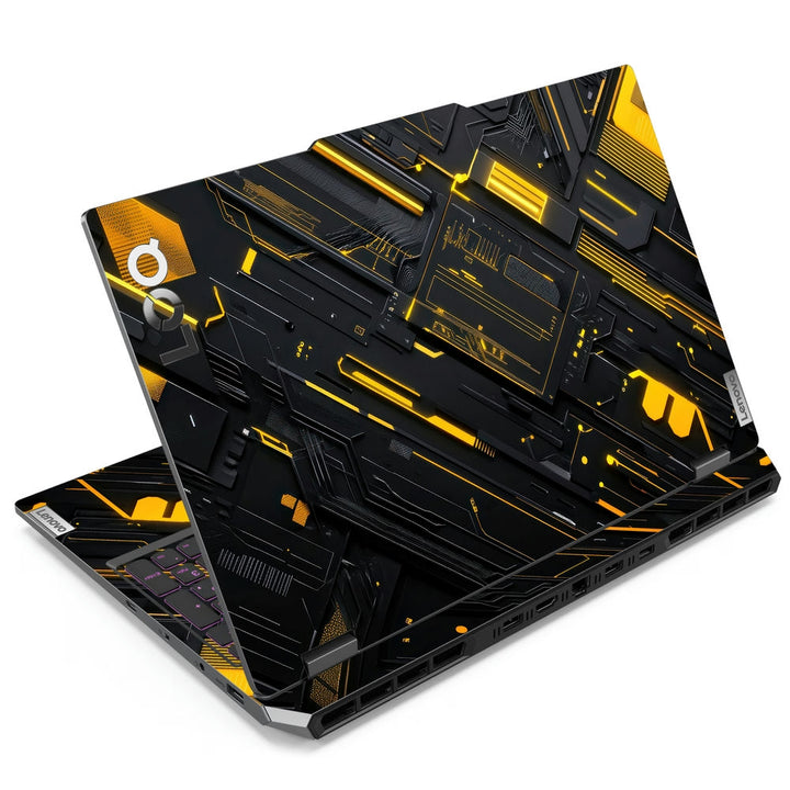 Lenovo LOQ Laptop Skin - Futuristic Yellow and Black Circuit Board Design