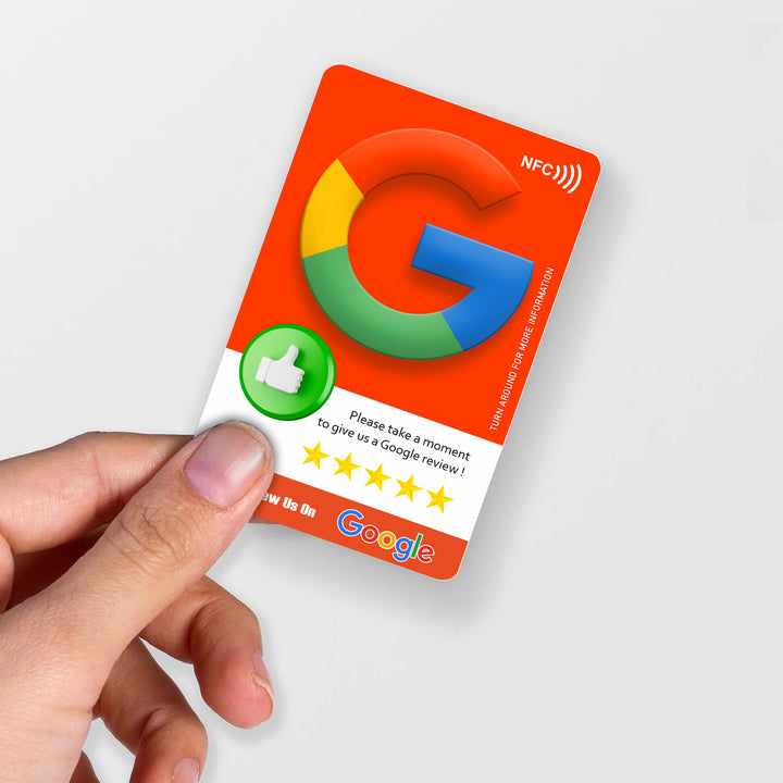 Google Review Card Bright Red