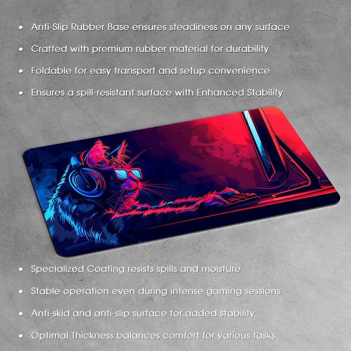 Anti-Slip Desk Mat Gaming Mouse Pad - Cyber Cat