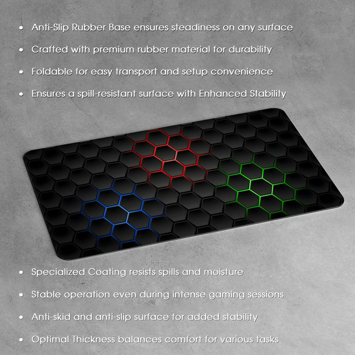 Anti-Slip Desk Mat Gaming Mouse Pad - Hexa Glow