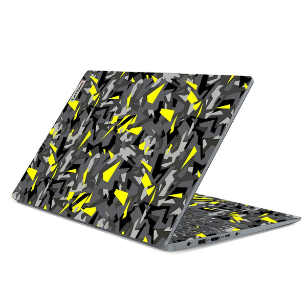 Lenovo Laptop Skin - Yellow Sparkle on Black Grey